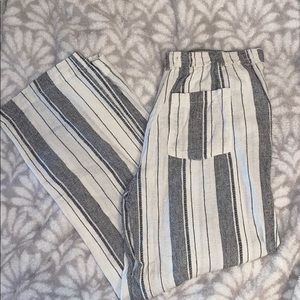 Linen wide leg stripped pants